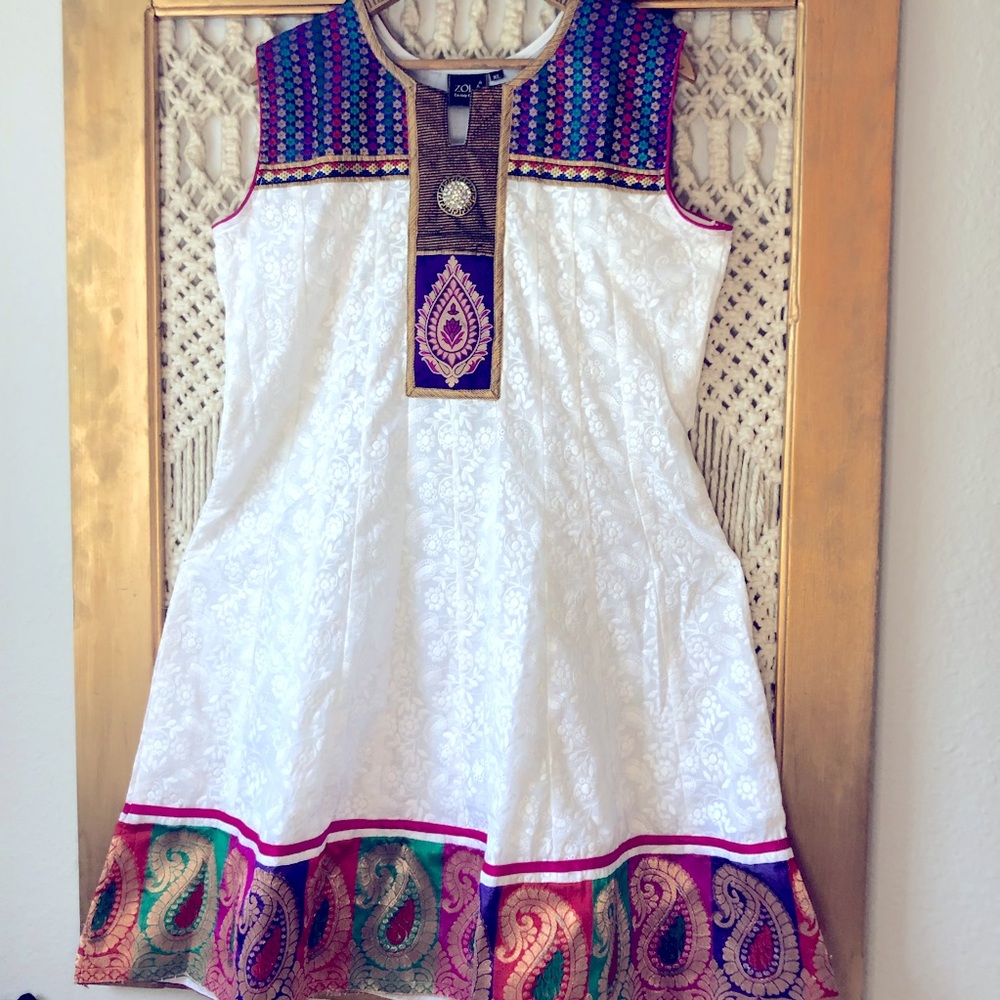 Elegant White and Multicolor Dress